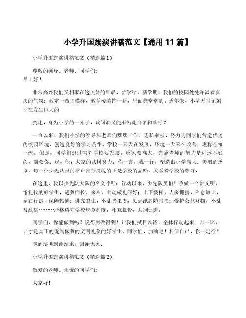 小学升国旗演讲稿范文【通用11篇】