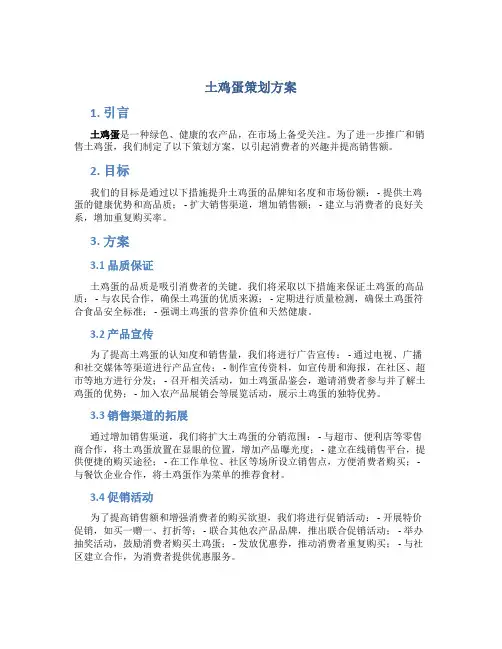 土鸡蛋策划方案