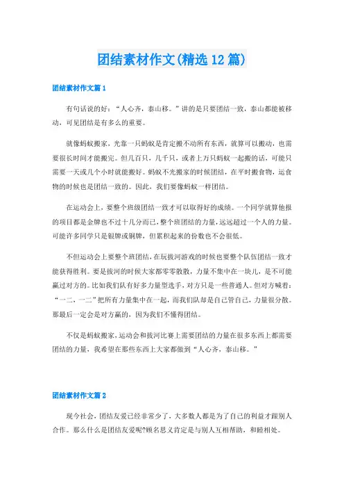团结素材作文(精选12篇)