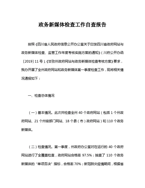 政务新媒体检查工作自查报告