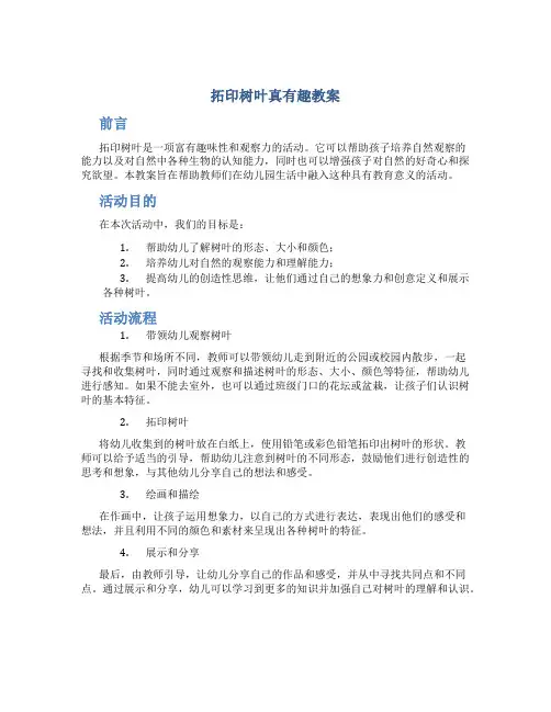 拓印树叶真有趣教案