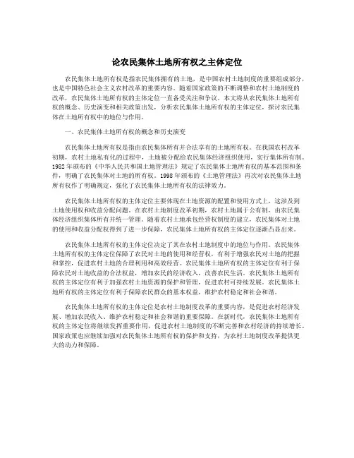 论农民集体土地所有权之主体定位