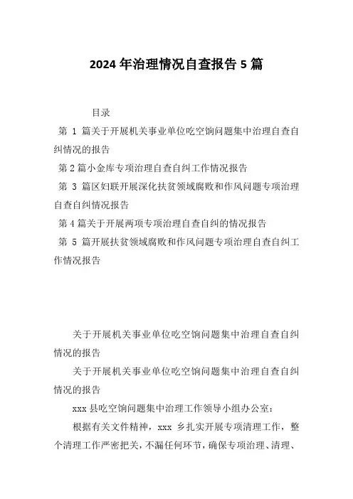 2024年治理情况自查报告5篇