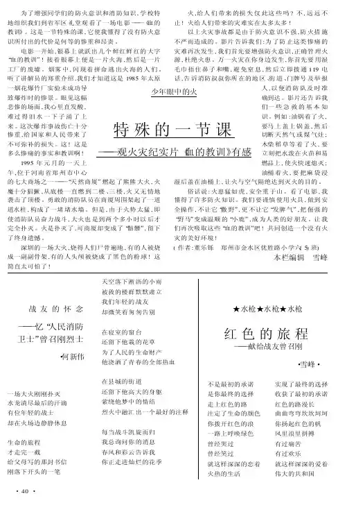 特殊的一节课———观火灾纪实片《血的教训》有感