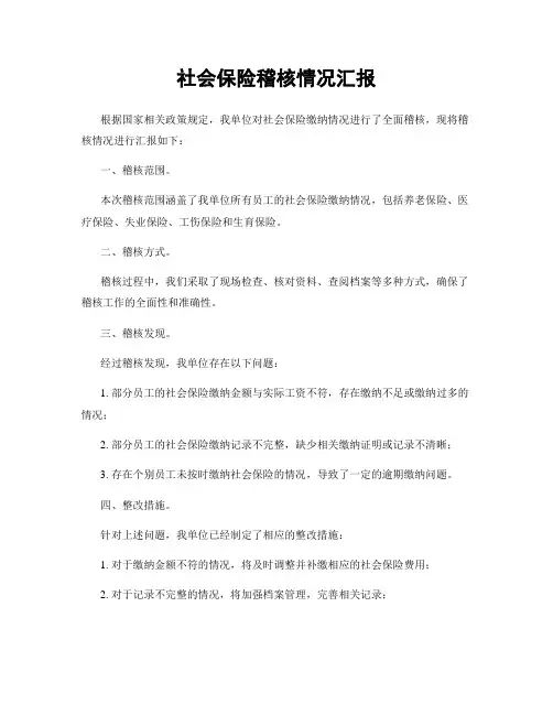社会保险稽核情况汇报