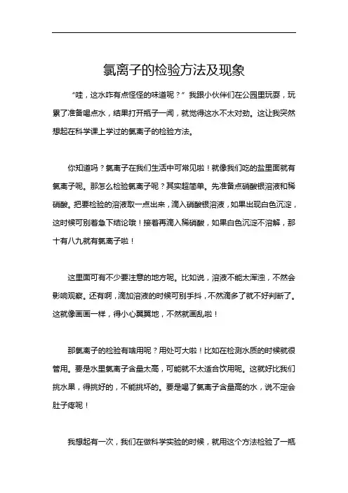 氯离子的检验方法及现象