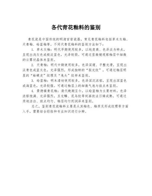各代青花釉料的鉴别