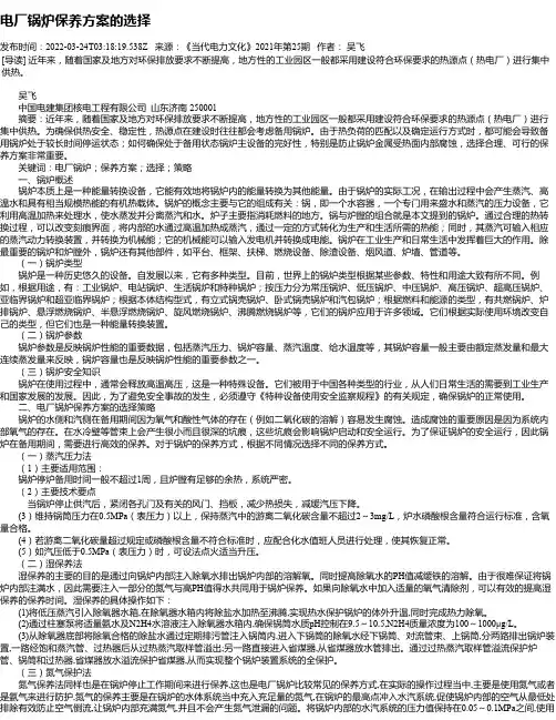 电厂锅炉保养方案的选择