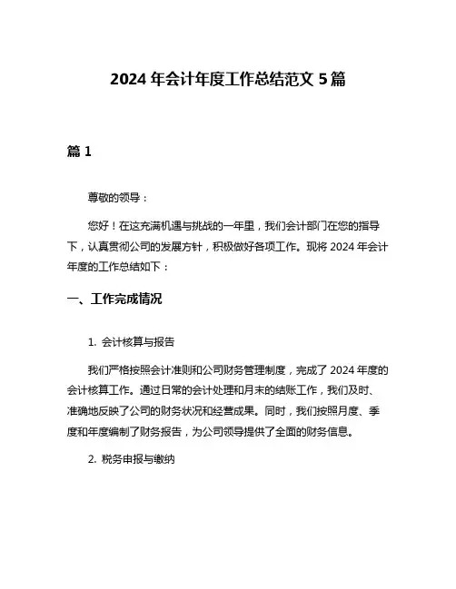 2024年会计年度工作总结范文5篇