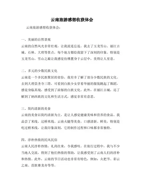 云南旅游感想收获体会