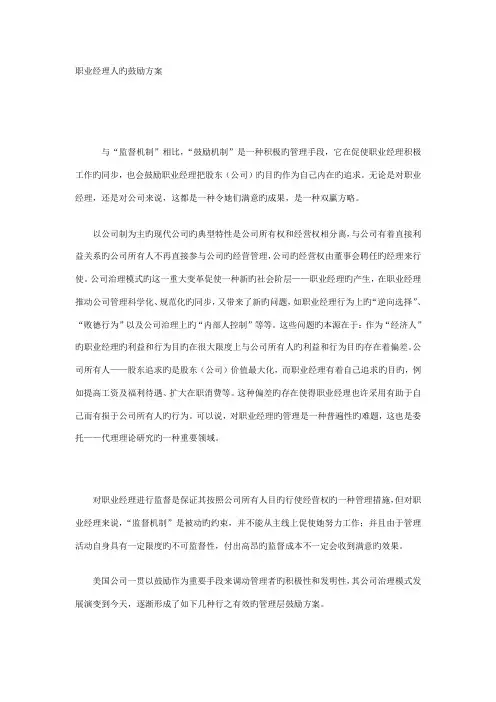 职业经理人的激励专题方案