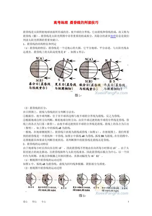 高考地理 晨昏线的判读技巧