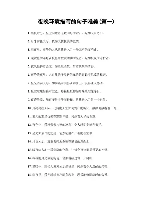 夜晚环境描写的句子唯美(精选两篇)