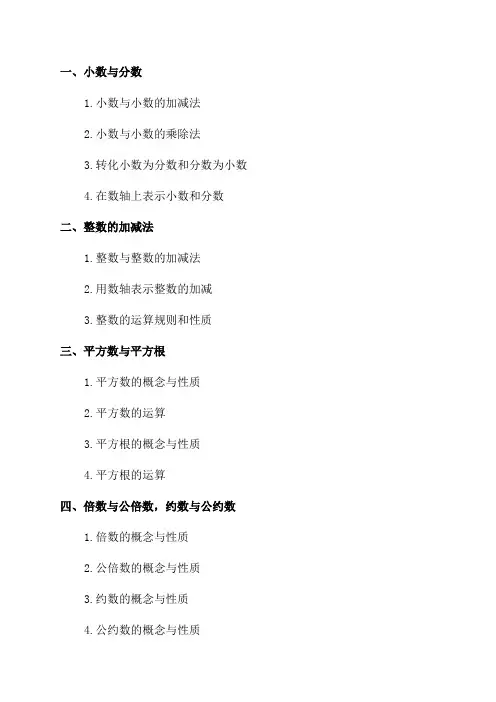 六年级数学重点知识点汇总