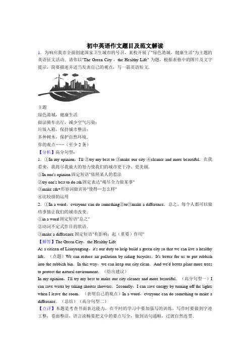 【经典】初中英语作文题目附范文共50篇