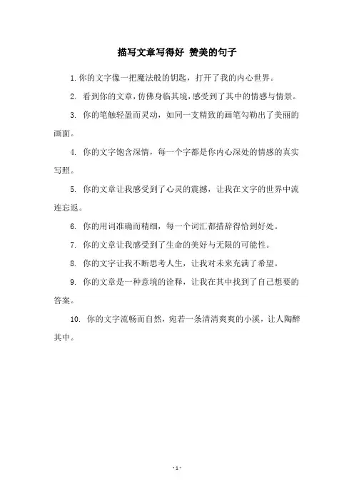 描写文章写得好 赞美的句子