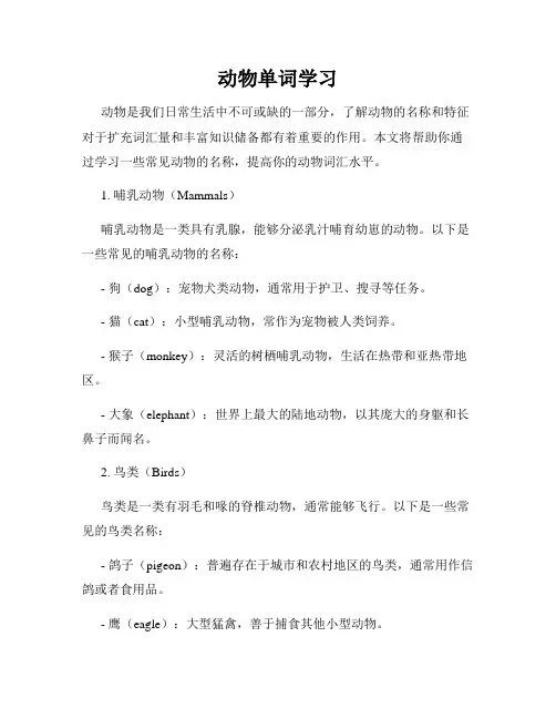 动物单词学习