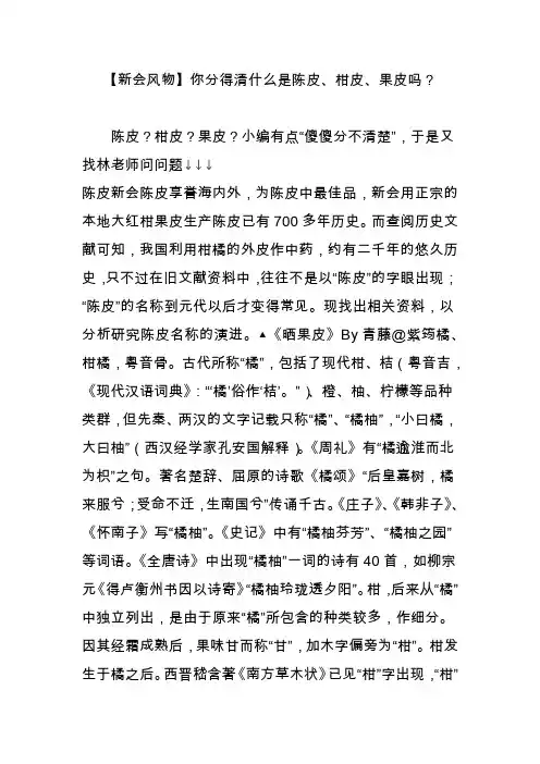 【新会风物】你分得清什么是陈皮柑皮果皮吗