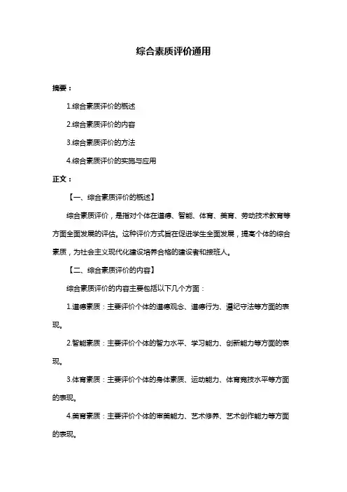 综合素质评价通用
