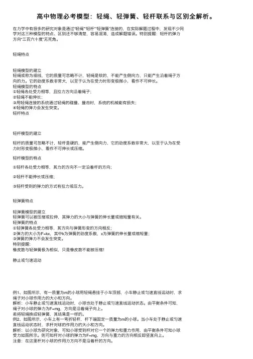高中物理必考模型：轻绳、轻弹簧、轻杆联系与区别全解析。