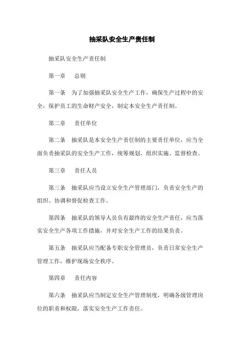 抽采队安全生产责任制