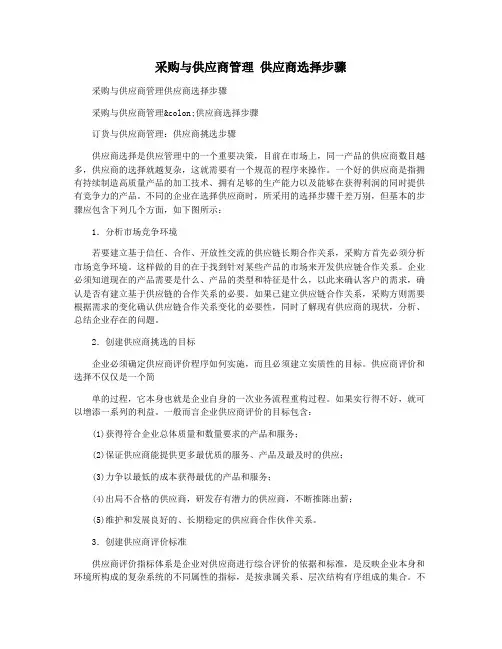 采购与供应商管理 供应商选择步骤