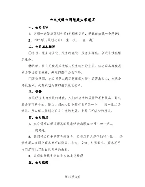公共交通公司组建方案范文(三篇)