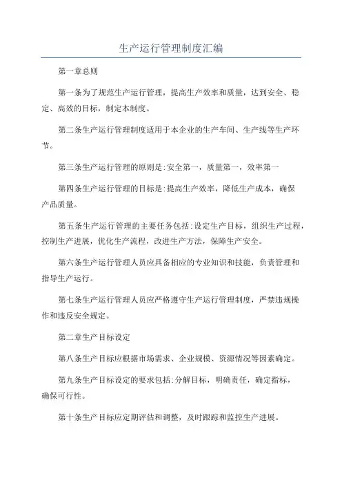生产运行管理制度汇编