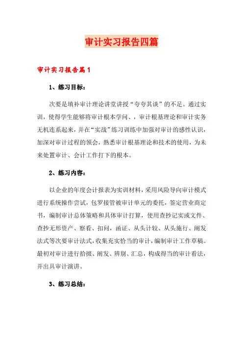 (word版)审计实习报告四篇