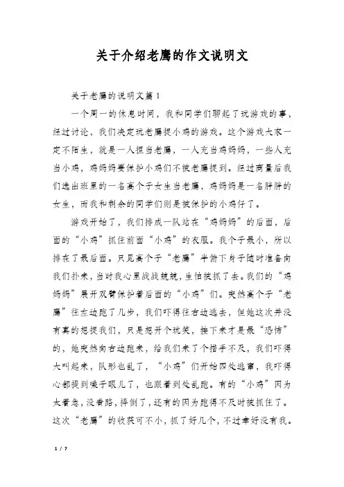 关于介绍老鹰的作文说明文