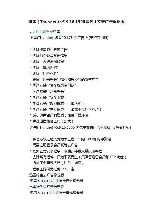 迅雷（Thunder）v5.9.16.1306简体中文去广告优化版