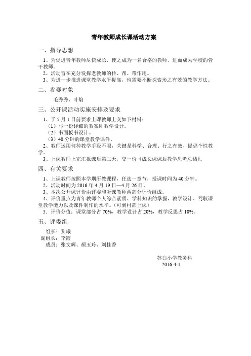 青年教师汇报课活动方案