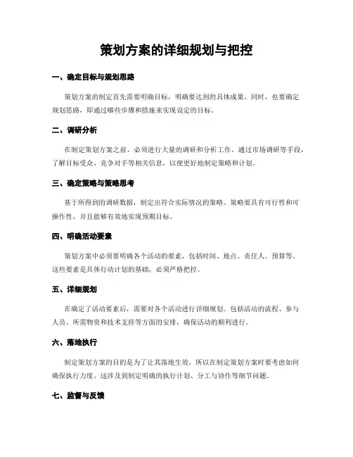 策划方案的详细规划与把控
