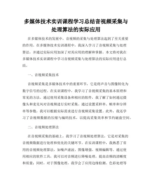 多媒体技术实训课程学习总结音视频采集与处理算法的实际应用