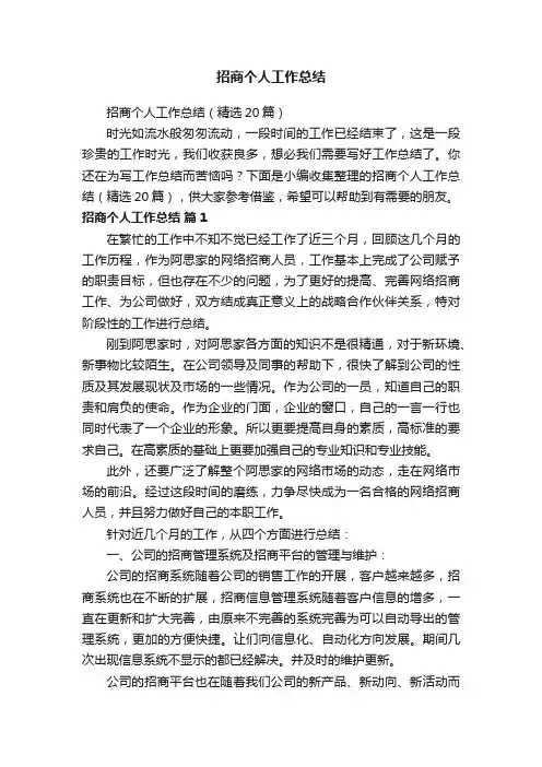 招商个人工作总结（精选20篇）