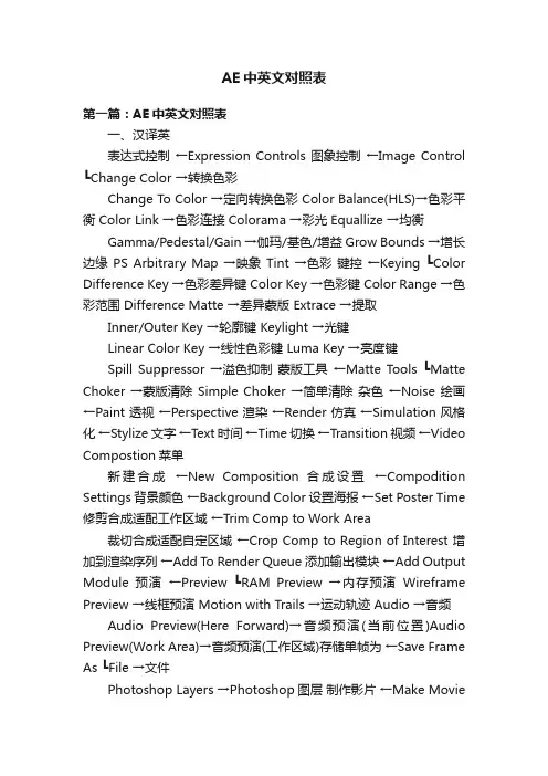 AE中英文对照表