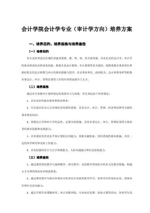 会计学院会计学专业审计学方向培养方案