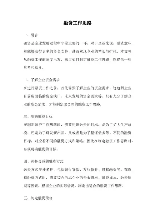 融资工作思路