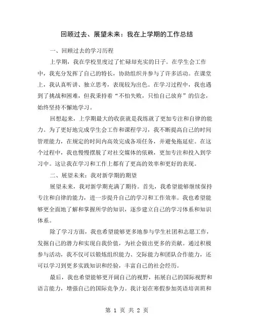回顾过去、展望未来：我在上学期的工作总结