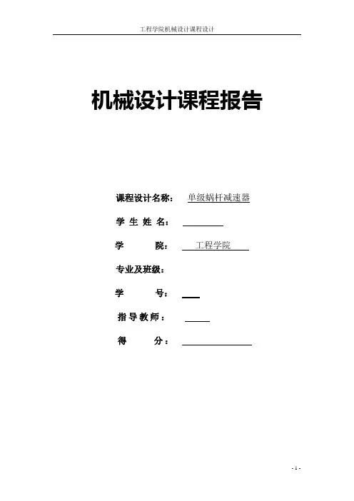蜗轮蜗杆减速器课程设计总结