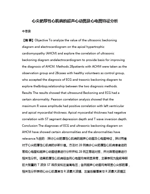 心尖肥厚性心肌病的超声心动图及心电图特征分析