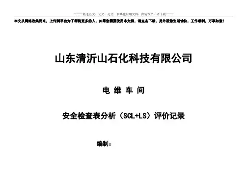 安全检查表分析(SCL+LS)评价记录
