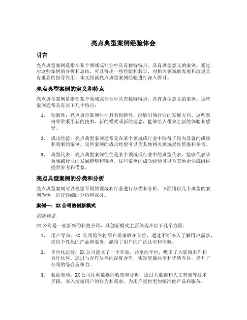 亮点典型案例经验体会