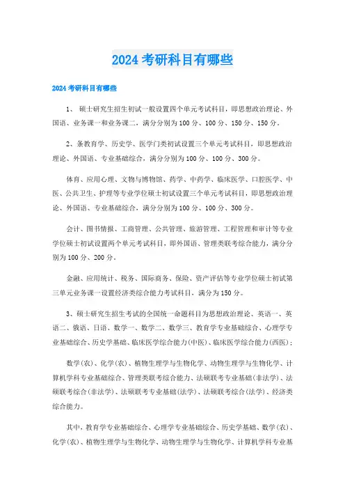 2024考研科目有哪些
