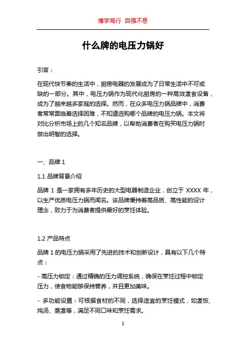 什么牌的电压力锅好