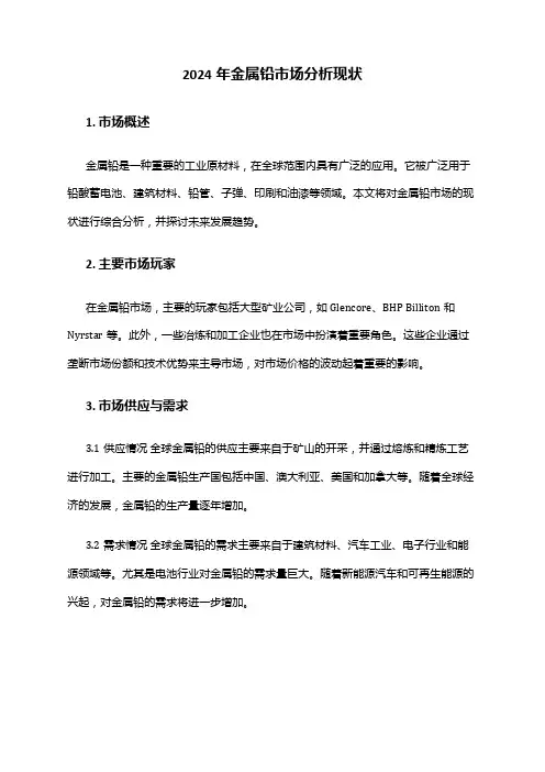 2024年金属铅市场分析现状