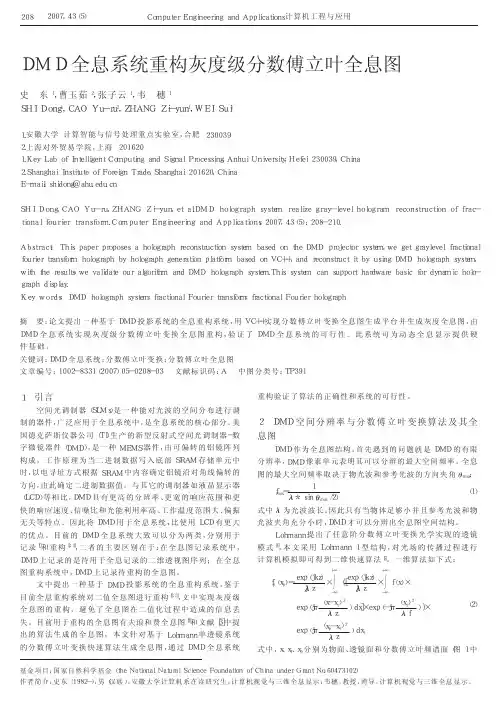 DMD全息系统重构灰度级分数傅立叶全息图
