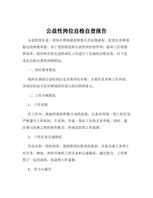 公益性岗位自检自查报告