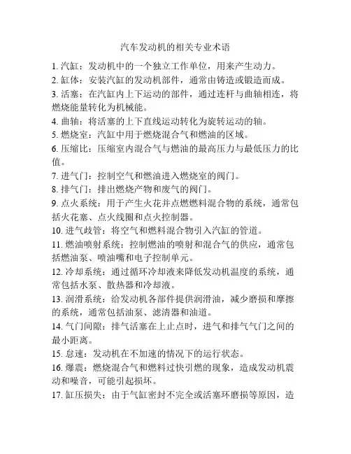 汽车发动机的相关专业术语