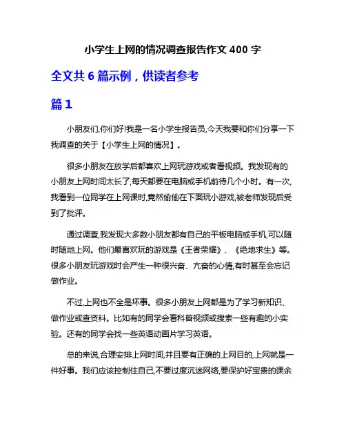 小学生上网的情况调查报告作文400字